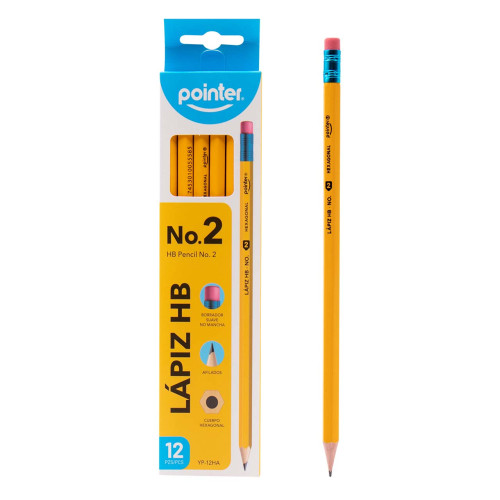 Lapiz 2HB Pointer PAQ X 12 Hexagonal Amarillo