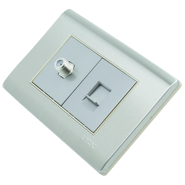 Toma Telefono + Tv Acero Inoxidable Unit