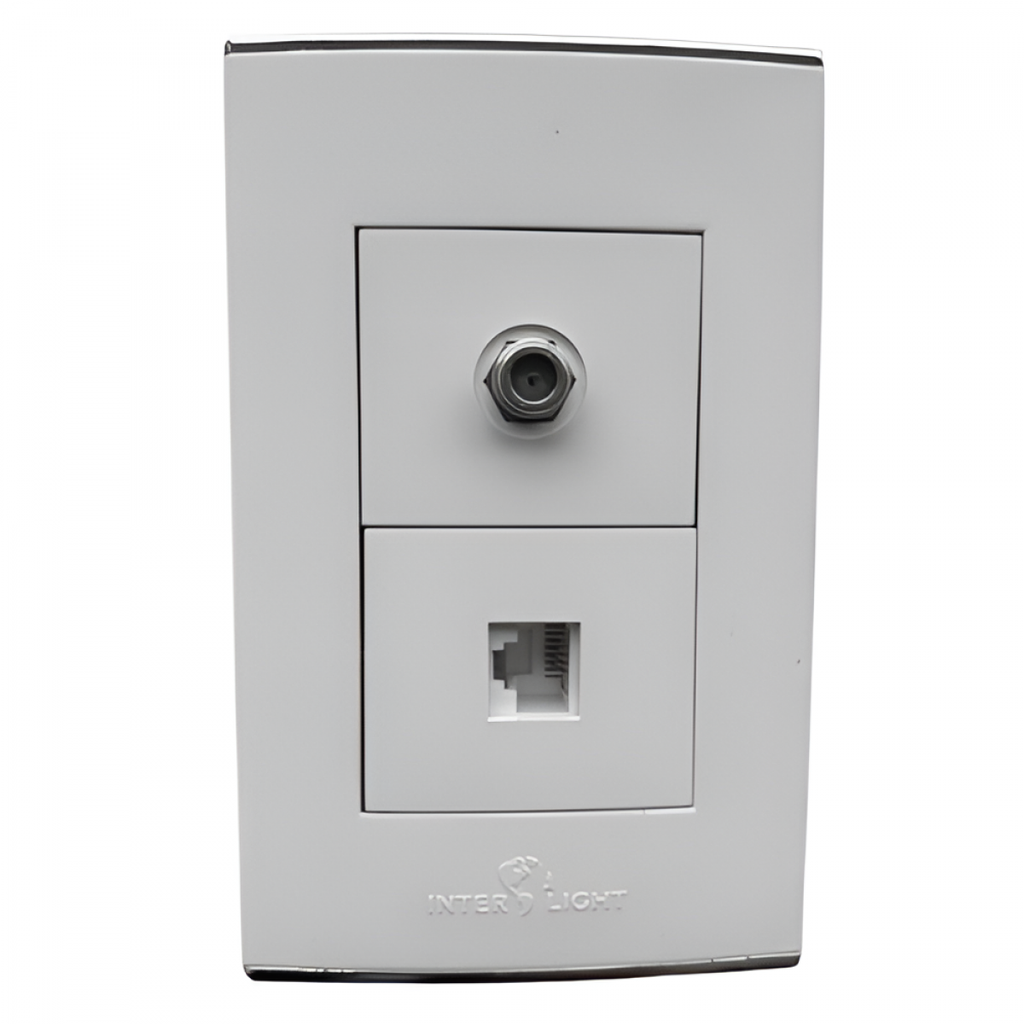 Toma Telefono + Tv Policarbonato Unitec