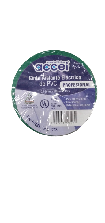Cinta Aislante Electrica Accel verde 10mt 