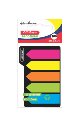 Banderitas adhesivas Offi-Esco 5 colores 100 hojas neón papel