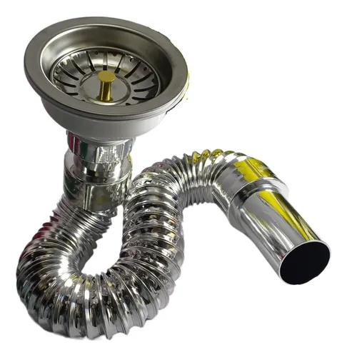 Canastilla + Sifon Flexible Cromo