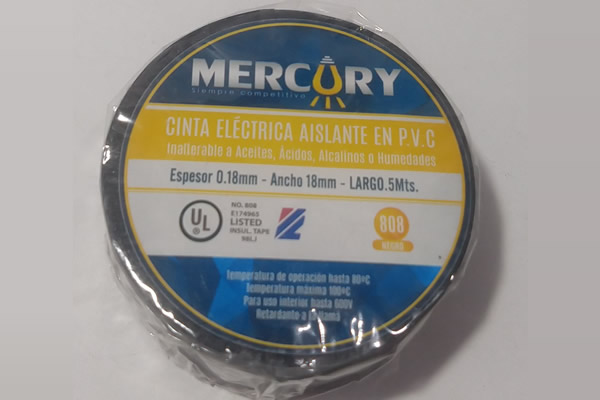 Cinta Aislante Eléctrica Negra PVC 5Mts