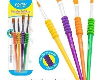 Estuche Pinceles Plano y Redondo x4 Piezas