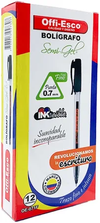 OFFIESCO Lapicero Semi GEL 0.7MM OE-071F NEGRO