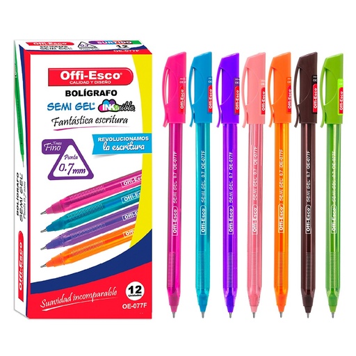 [121705] OFFIESCO Lapicero SEMI GEL 0.7 COL SURT X 12 OE077F