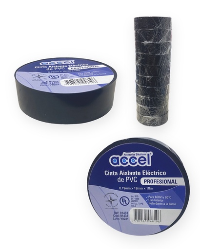 [312198] Cinta Aislante Electrica Accel negra 10mt
