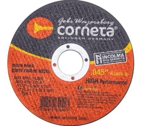 [312332] Disco Corte Fino Metal CORNETA 4 1/2"X0.045"X7/8"