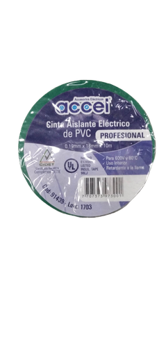 Cinta Aislante Electrica Accel verde 10mt 