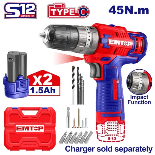 [302372] Taladro de 3/8 Percutor 12V-45N.M