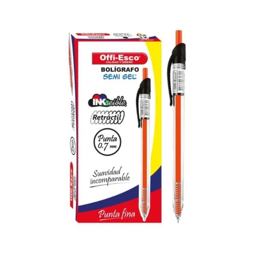[121480] Bolígrafo Offi-Esco retráctil semi gel OE-052F 0.7mm negro 