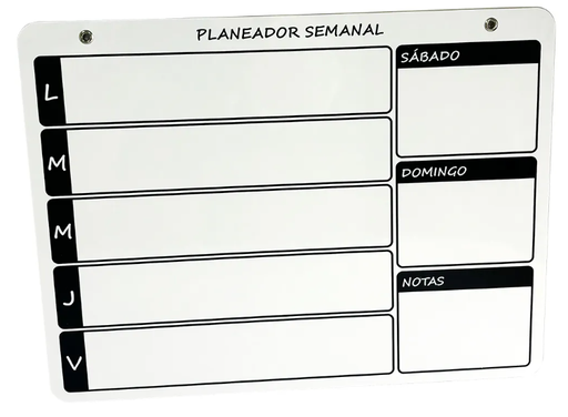 [1369] Planeador Semanal Tablero Horizontal 38x48 cm 